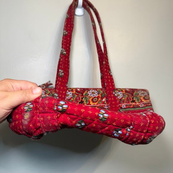 Vera Bradley Provincial Red Floral Print Zip Quilted Shoulder Bag Purse - Picture 6 of 11